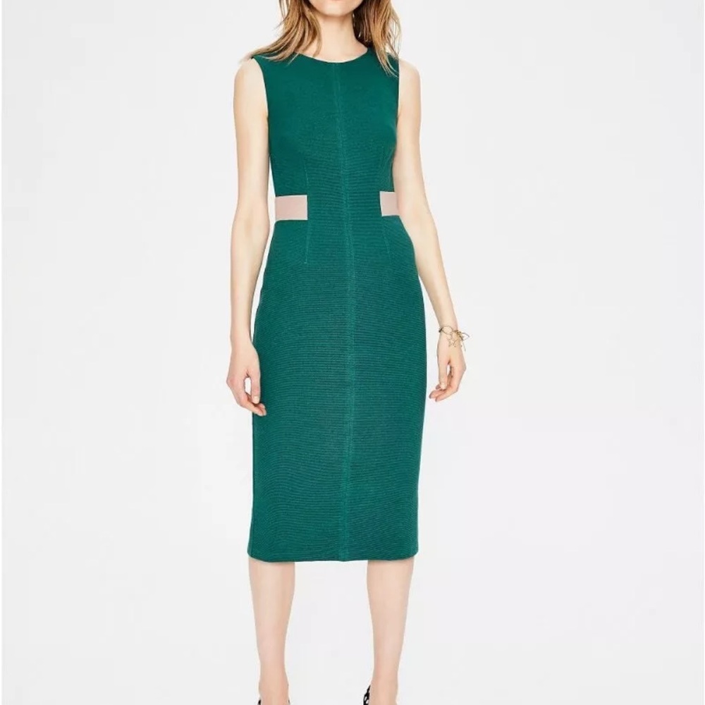 Boden Primrose Ottoman Midi Dress Sz 6R Green Mauve Blush Pink Ribbed Long EUC